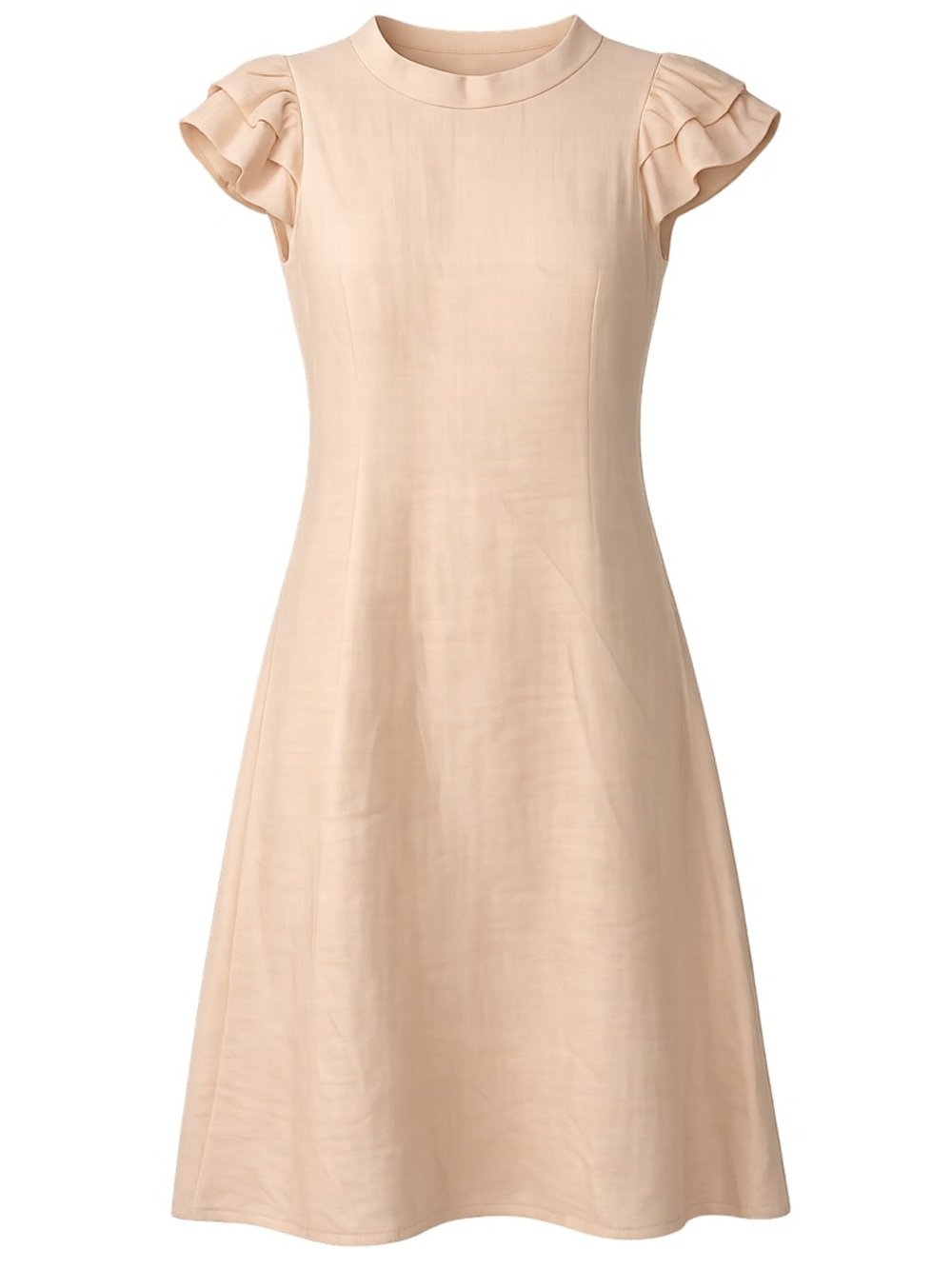 Montmarquet.A Inese 100% Latvian Linen Flutter Sleeve Tie Back Dress Peach Sz L